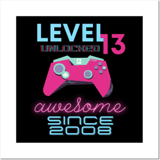 Level 13 Unlocked Awesome 2008 Video Gamer Posters and Art